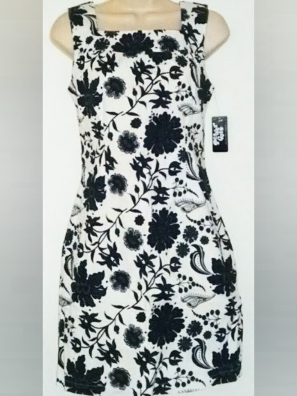 Vintage Sexy Cute Little black white floral print stretch dress
